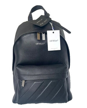NWT Off-White Classic Pebbled Leather Backpack Black OWMBP006S26100
